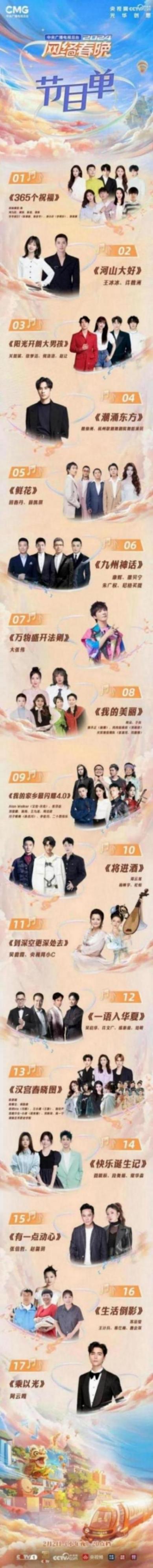 2024央視網(wǎng)絡(luò)春晚節(jié)目單官宣