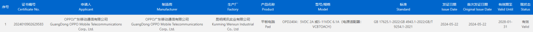 搭載驍龍8 Gen3處理器!OPPO Pad 3獲認(rèn)證:支持67W快充