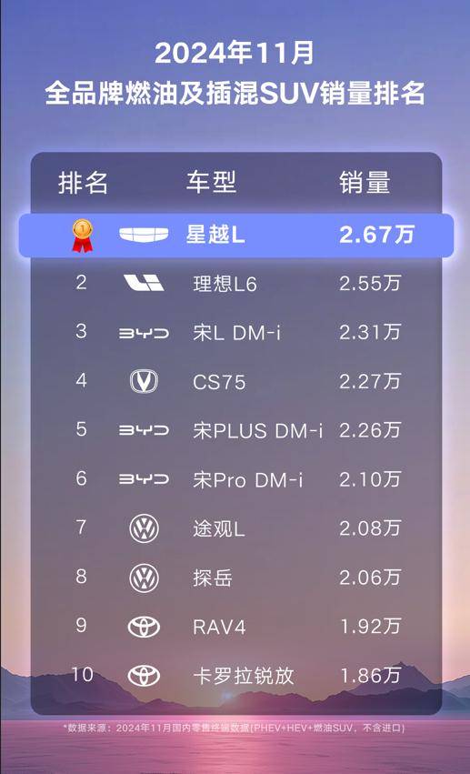 沒有定語,2024中國(guó)車市燃油SUV銷冠是它!
