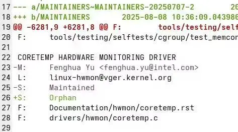 受裁員影響,英特爾核心Linux項目陷入“無人維護”狀態 Coretemp Orphan